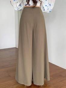 DAZY Women's Elegant Solid Color Twist Palazzo Pants - Brown - View 2