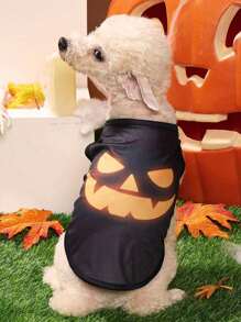 Maryam Alam Artist Halloween Luminous Funny Pumpkin Face Expression Pet Vest, Holiday - Multicolor - View 7