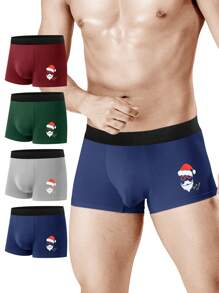 4pcs Christmas Style Men's Boxer Briefs - Multicolor - View 1