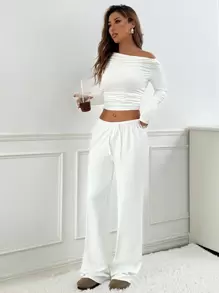 SHEIN EZwear 长袖宽松直筒裤套装