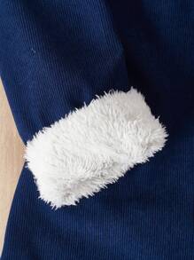 SHEIN 1pc Teen Boys' Casual, Comfortable, Fashionable, Simple, Versatile, Hooded, Zipper-Front, Composite Plush-Lined, Color-Block, Medium-Thick Jacket Made Of Corduroy, Suitable For Everyday Wear, School, Travel, Sports, Mountain Climbing, Autumn & Winter Seasons