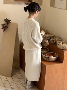 DAZY 女童圆领毛衣套装（大童女孩）