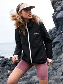 In My Nature Women Black Outdoor Commuting, Camping, Hiking Water Resistant Hoodie Windbreaker Jacket