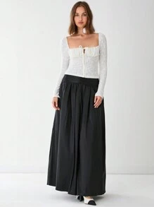 Enchnt Autumn Romantic Women's White Sexy Sweetheart Floral Jacquard Front Tie Long Sleeve Fitted Elegant Blouse - Apricot - View 5