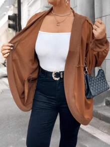 Calvaya Plus Size Women Solid Color Casual Long Sleeve Jacket Fall Cloth For Women