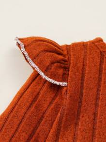 2pcs Infant Girls Ruffled Trim Long Sleeve Top And Comfortable Solid Bottoms Set, Autumn-Winter - Multicolor - View 6