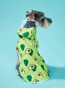 Petsin 宠物专用牛油果印花防水连帽雨披 - 彩色 - 查看 6