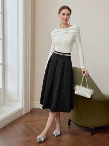 MOTF PREMIUM OFF SHOULDER FAUX PEARL RIBBED SWEATER - White - View 4