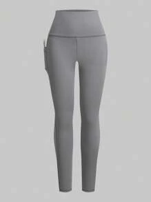 SHEIN EZwear Women Multicolor High Waist Skinny Leggings - Multicolor - View 6