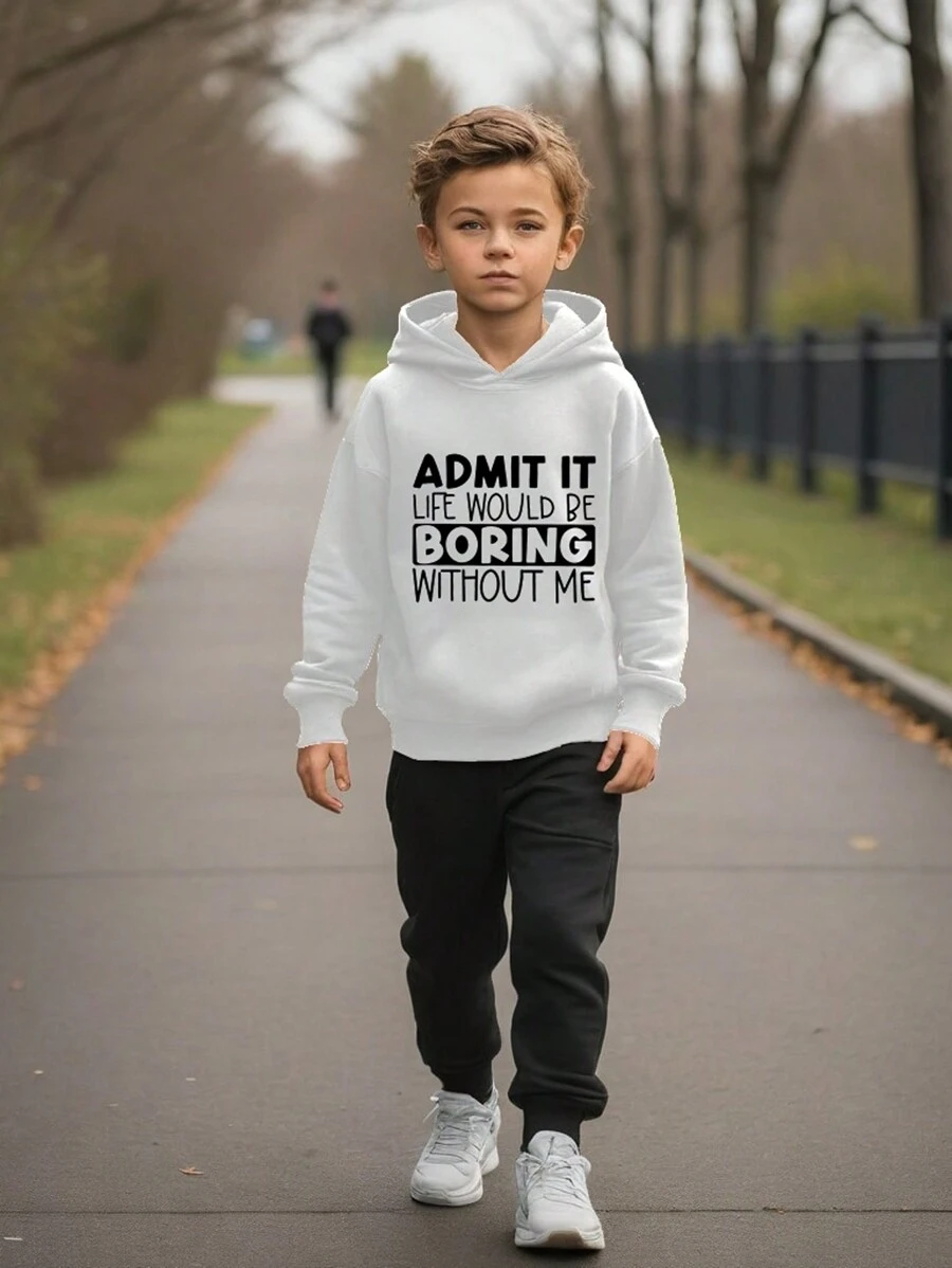 2 件套年轻男孩休闲运动跑步街头服饰适合秋冬季