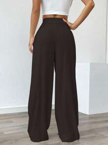 Chiquease Damskie spodnie casualowe w jednolitym kolorze z prostymi nogawkami