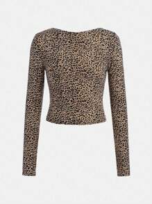 SHEIN 少女女孩买一送一 2 件/套豹纹黑色针织长袖 T 恤 - 彩色 - 查看 8