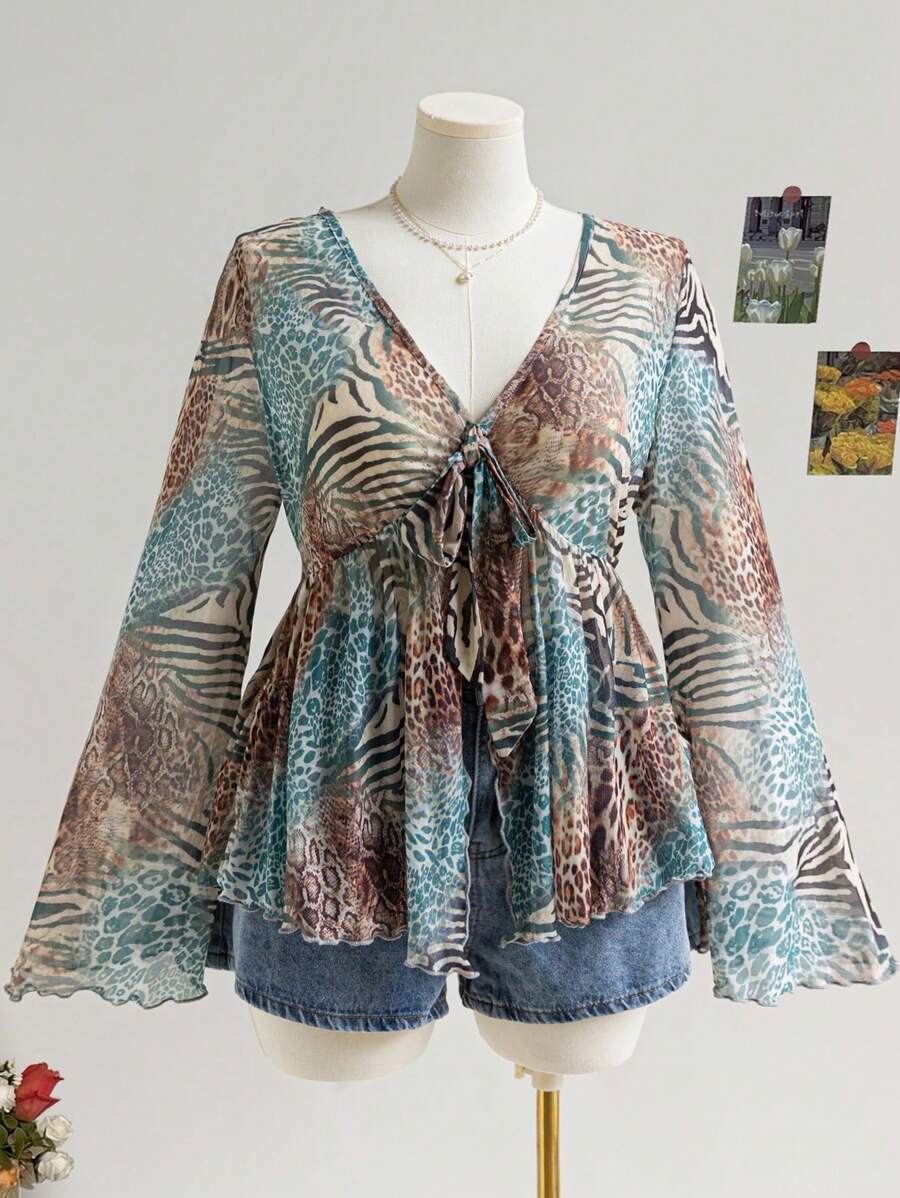 Soleia 大码女式休闲斑马条纹印花弹力针织毛衣，适合度假、毕业和返校 - 彩色 - 查看 1