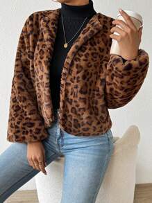 Chiquease 25+件豹纹休闲优雅蓬松保暖夹克 - 彩色 - 查看 1