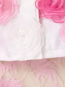 SHEIN 1pc Baby Girls Warm & Elegant Knitted Flower Decor Jacket, Fall/Winter - Multicolor - View 6