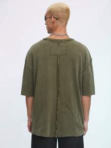 Mainfolk 男士針織休閒圓領短袖T卹，採用落肩設計，適用於春夏日常穿著 - 彩色 - 查看 7