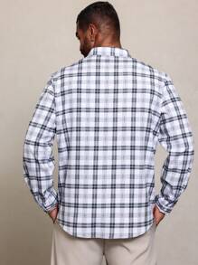 Manfinity Homme Plus Size Men's Casual Plaid Long Sleeve Shirt, Spring/Autumn - Multicolor - View 2