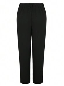 SHEIN LUNE Pantalon noir élégant et polyvalent grande taille - Noir - Voir 2