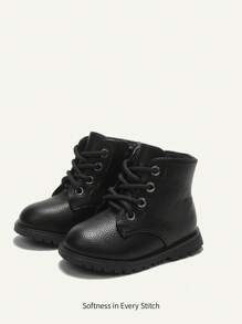 Cozy Pixies 适合幼儿女孩的黑色踝靴，透气公主风格，适合秋冬季