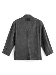 NEON BLANC 男士街头风格水洗棉质宽松西装外套，配有宽松垫肩和印花设计，适合秋冬季