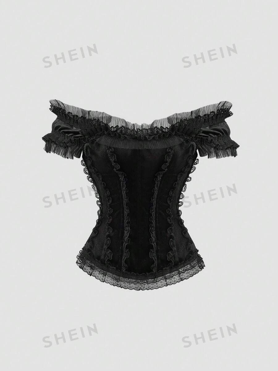EgrlEra Nuevo conjunto de estilo gótico oscuro de terciopelo de otoño/invierno con top bustier Y2K
