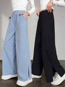 Pantaloni casual con spacchetti laterali di moda per ragazze pre-adolescenti più grandi