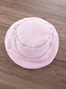 Young Girl Diamond Plaid Mid-Length  Jacket With Hood, Winter - Mauve Purple - View 4