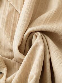 SHEIN LUNE Plus Size Casual Solid Color Batwing Sleeve Button Front Shirt Dress - Apricot - View 4