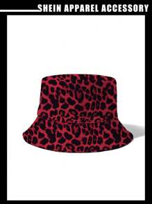 SHEIN 1pc Leopard Print All-Over Double-Side Winter Bucket Hat For Women - Multicolor - View 1