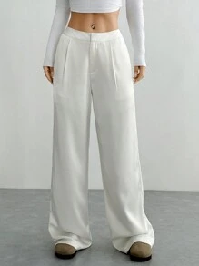 SHEIN Unity 缎面阔腿休闲裤