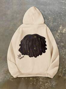 GraphicGems Young Boy Graphic Print Sweatshirt, Versatile, Sweatshirt Chic Outfits For Autumn/Winter - Khaki - View 3