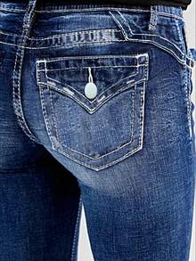 Quần Jeans Skinny Thêu Túi Giặt Phong Cách Retro Cổ Điển Của Mỹ Dành Cho Nữ - Màu xanh lam - Xem 6