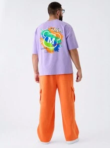 Manfinity VCAY Extra Plus Size Men's Casual Loose Knit Bear Print Short Sleeve T-Shirt, Suitable For Summer Daily Wear - Purple - View 1