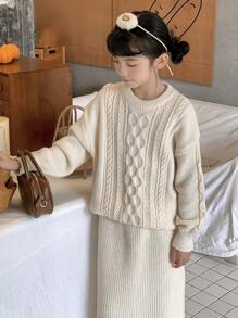 DAZY 女童圆领毛衣套装（大童女孩）