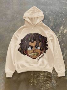 GraphicGems Young Boy Graphic Print Sweatshirt, Versatile, Sweatshirt Chic Outfits For Autumn/Winter - Khaki - View 2