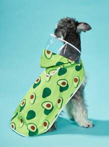 Petsin 宠物专用牛油果印花防水连帽雨披 - 彩色 - 查看 2