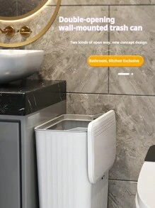 SHEIN 1 szt. 8L/12L kuchenny pojemnik na kompost, odpowiedni do blatu lub pod zlewem, wiszący mały kosz na śmieci z pokrywką, odpowiedni do szafki/łazienki/sypialni/biura/na kemping, można zainstalować wewnętrzny pojemnik na kompost