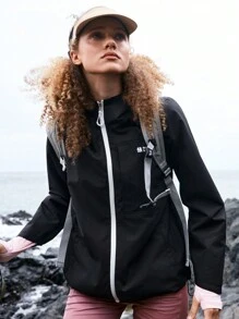 In My Nature Women Black Outdoor Commuting, Camping, Hiking Water Resistant Hoodie Windbreaker Jacket