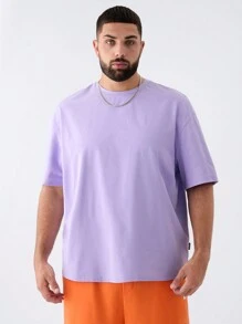 Manfinity VCAY Extra Plus Size Men's Casual Loose Knit Bear Print Short Sleeve T-Shirt, Suitable For Summer Daily Wear - Purple - View 2