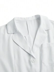 TaskEZ Laboratory Coat/White Coat Women's Solid Color Flat Collar Button Front Long Sleeve Pockets Regular Jacket, Lab Coats