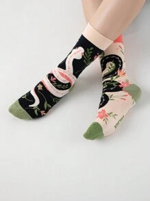 ROMWE Fairycore Women's Creative Fashion Personalized Full Print Mid-Calf Socks - Multicolor - View 1