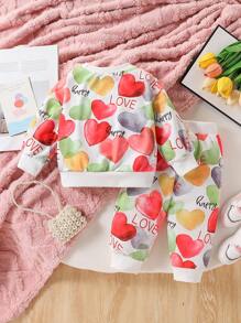 Infant/Baby Girl Cozy & Cute Colorful Heart Scribble Print Outfit, Autumn/Winter