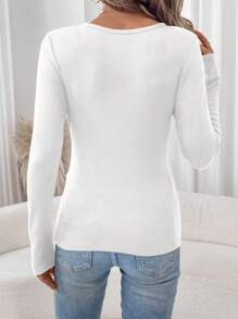 SHEIN LUNE 2pcs Thermal Lined Basic Pullover T-Shirt Set, Autumn & Winter, For Women - Multicolor - View 4