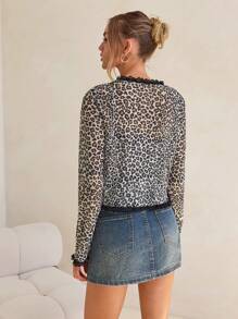 Forever 21 1 bộ Áo ba lỗ họa tiết da báo thường ngày, Áo len cardigan cổ tròn, Thu/Đông - Nhiều màu - Xem 2