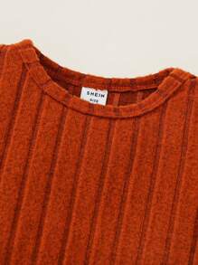 2pcs Infant Girls Ruffled Trim Long Sleeve Top And Comfortable Solid Bottoms Set, Autumn-Winter - Multicolor - View 7