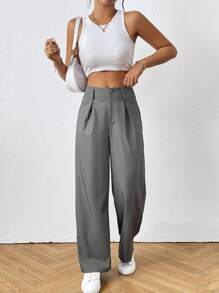 SHEIN Unity Women's Casual Solid Color Straight Leg Pants