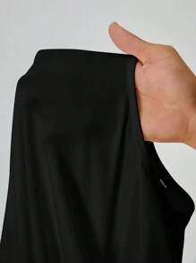 SHEIN PETITE Solid Long Sleeve Slim Fit White T-Shirt Bodysuit - Black - View 8