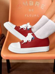 CUCCOO EASI Sneakers Casual Quotidiane Semplici A Blocchi Di Colore Da Donna, Adatte Per Ognissanti - Rosso - Visualizzare 2