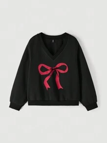 SHEIN MOD Sudadera con capucha con bloques de color y estampado de mariposa para tallas grandes