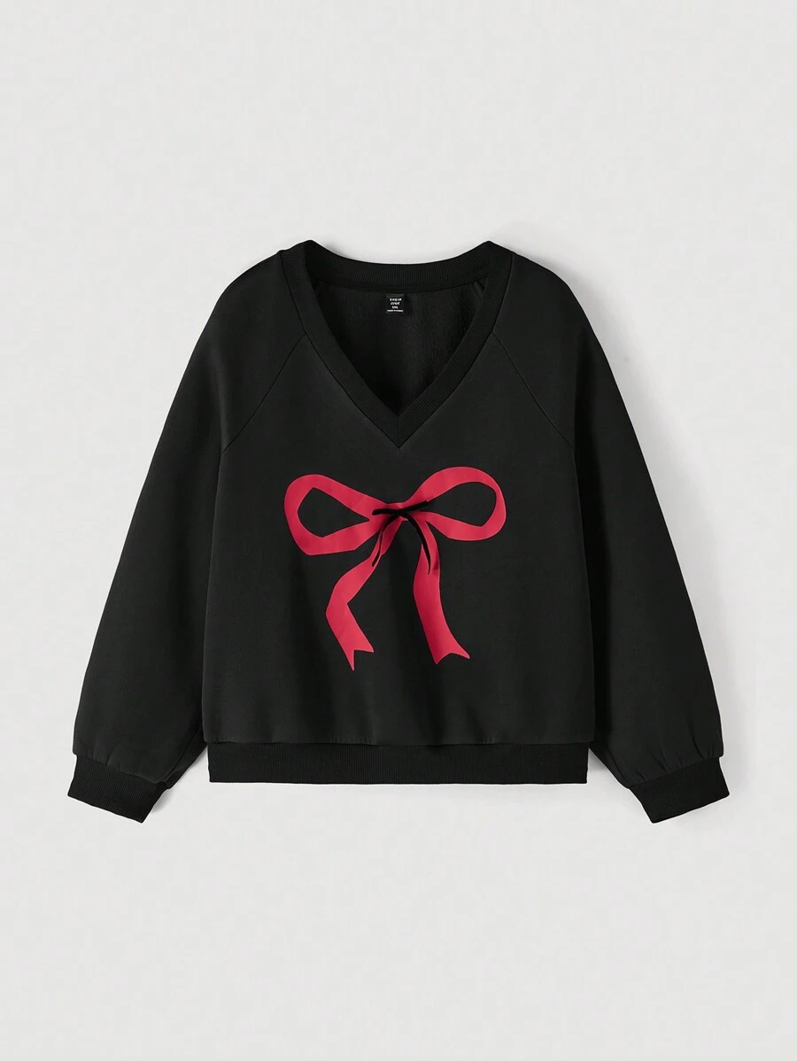 SHEIN MOD Sudadera con capucha con bloques de color y estampado de mariposa para tallas grandes